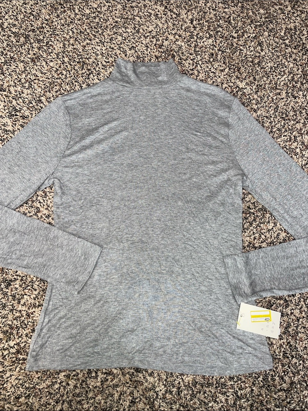 A New Day Women's Ribbed Gray Long-Sleeve Mock Neck Top S NWT